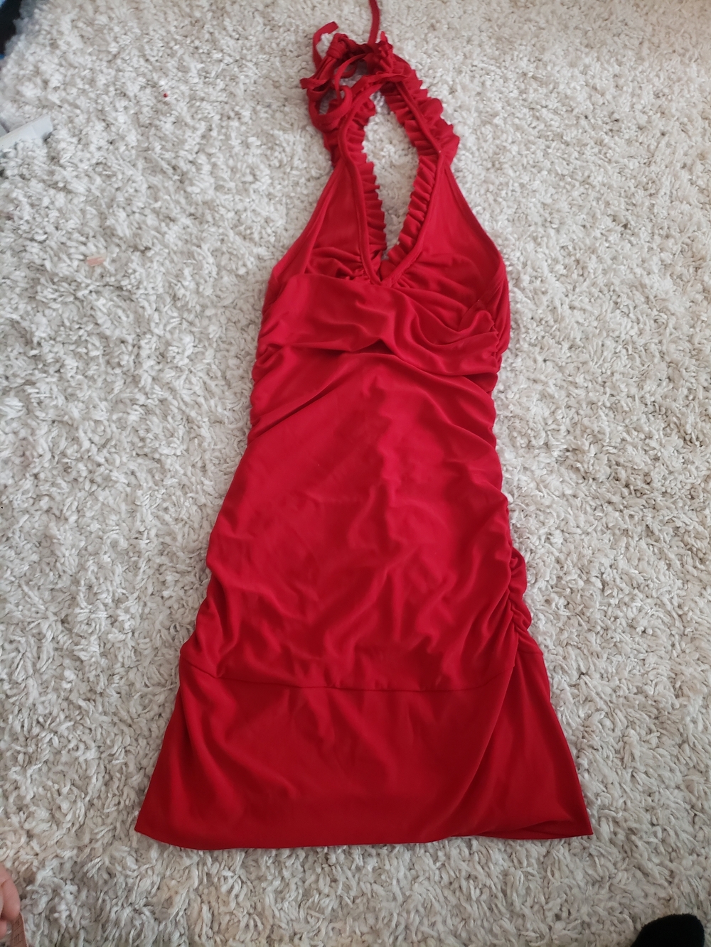 Red Ruffled Halter Mini Dress - Picture 4 of 4